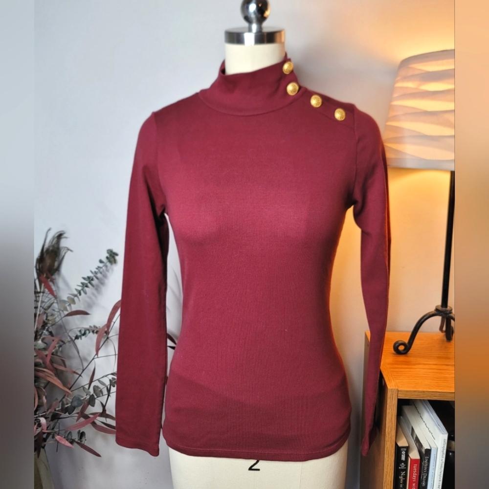 Shore Park Avenue Button Top Wine Size Small NWT